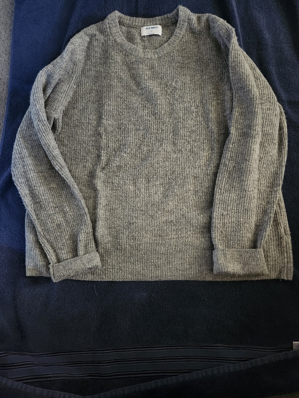 Old Navy Womens Gray Ribbed Crewneck Sweater - Picture 3 of 3